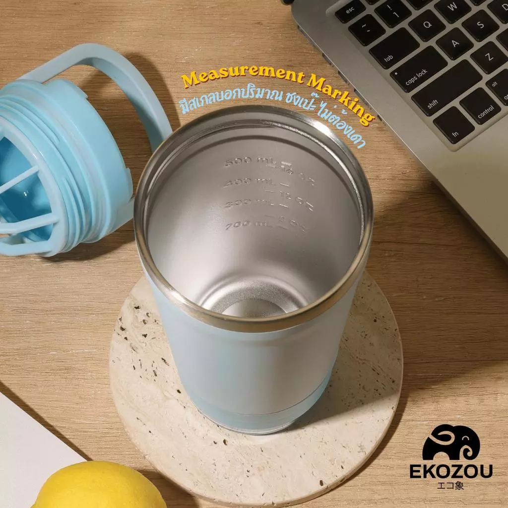 EKOZOU แก้วเชคสแตนเลส 304 ขนาด 720 ML พร้อมช่องใส่ผงโปรตีน thumbnail 5