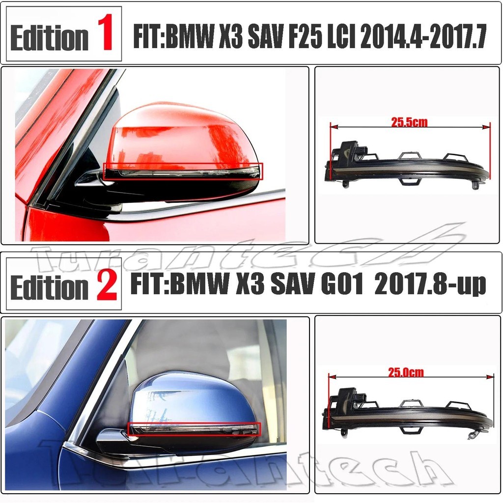 2 ชิ้นไฟเลี้ยวไฟสัญญาณสําหรับ BMW X3 SAV F25 G01 18d 18i 20dx 20ix 28dx 28ix 30dx 35ix sDrive xDrive