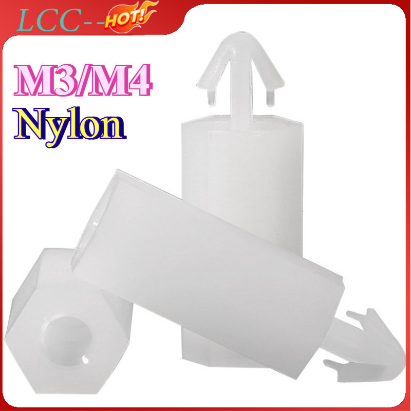 หัวเข็มขัดหกเหลี่ยมคอลัมน์ไนลอน M3 push-in PC board spacer คอลัมน์ยกคอลัมน์เครื่องบินหัวพลาสติกแยกคอ