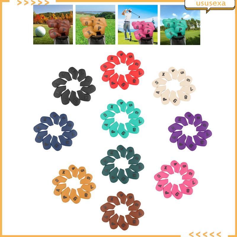 [Ususexa] 10 ชิ้น Universal Club Head Protection Cover 4,5,6,7,8,9,A,S,P,X อุปกรณ์กอล์ฟสําหรับ Iron 