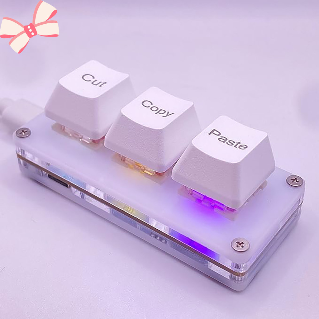 Rgb Mini Cut Copy Paste แป้นพิมพ์ 3 คีย์ USB Type-C สำหรับเกมมิ่ง