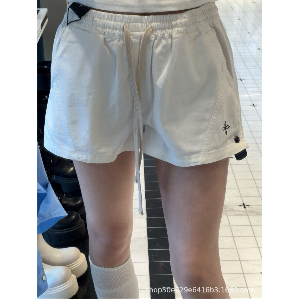 VXWF SMFK Cross sculpture print workwear sports shorts with drawstring casual pants