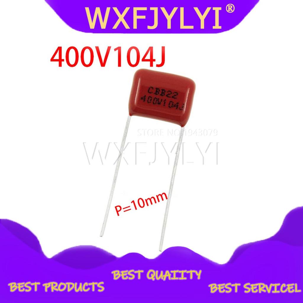 10PCS 400V104J Pitch 10 มม.0.1UF 100NF 400V 104 CBB ตัวเก็บประจุฟิล์มโพรพิลีน