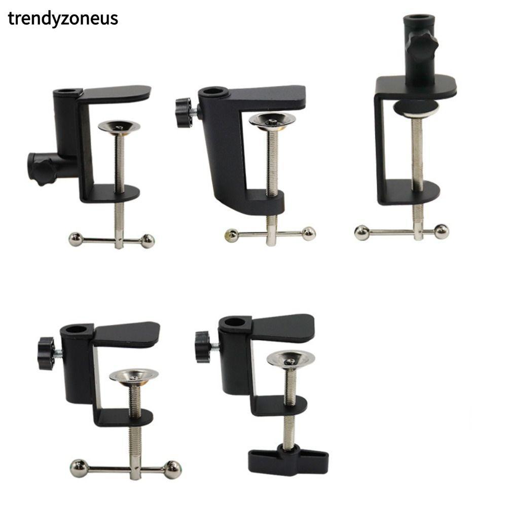 TRENDYZONEUS แคลมป์ยึด, คลิปโคมไฟตั้งโต๊ะโลหะสีขาวสีดํา, อุปกรณ์ไฟส่องสว่างขาตั้งไมโครโฟนพลาสติกที่ทนทาน