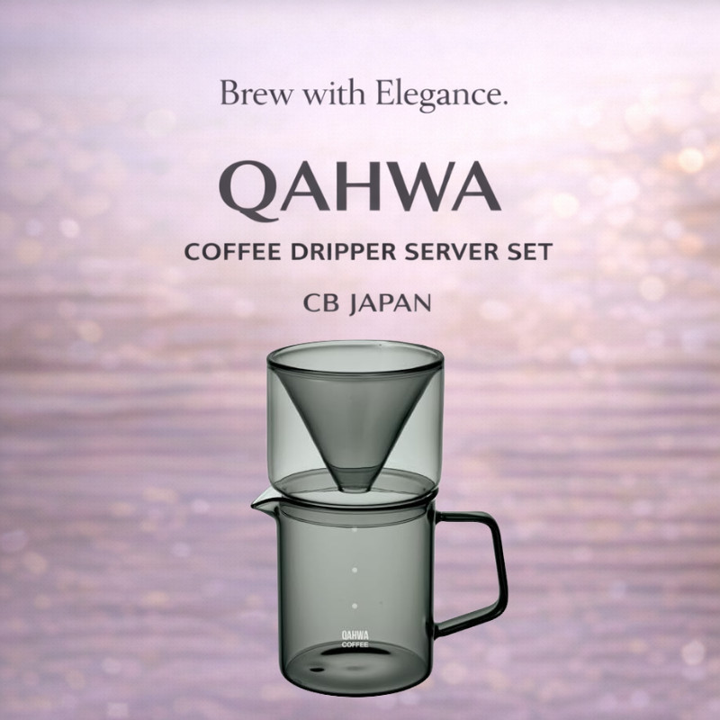 QAHWA Coffee Dripper Server Set 400ml Heat Resistant Glass Coffee Drip Brewer Dishwasher Safe CB Jap