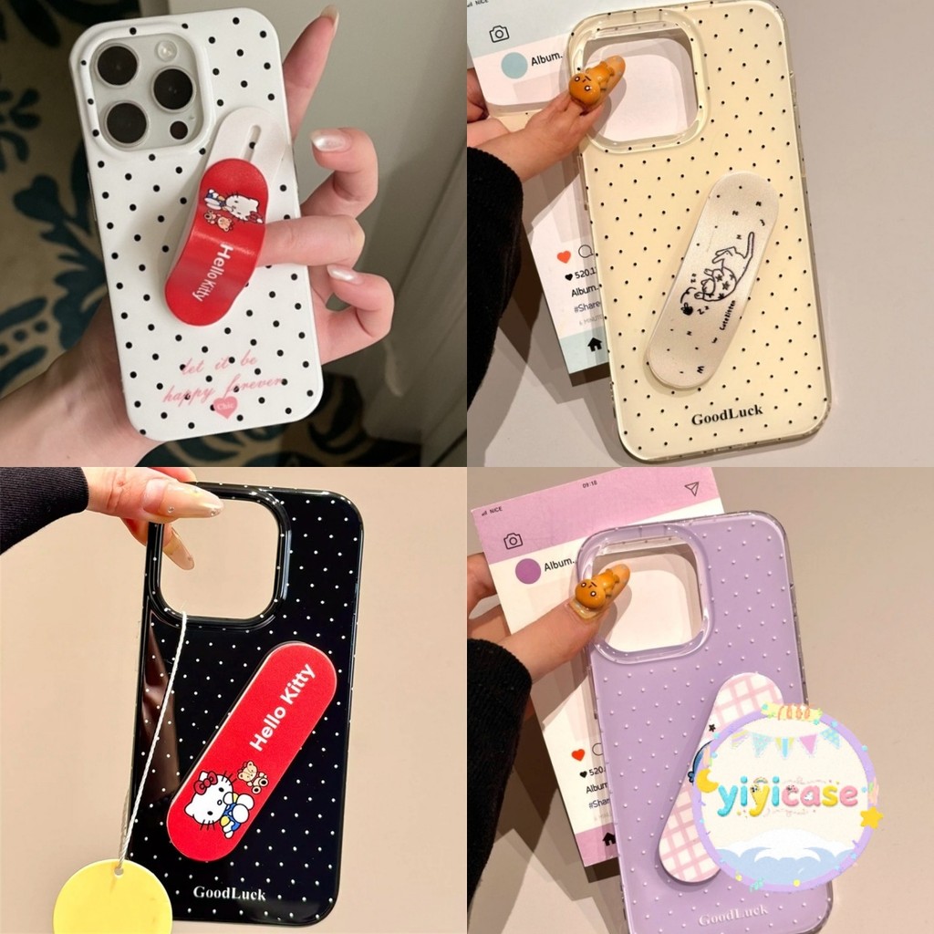 💡kltty case💡เคสมือถือสำหรับไอโฟน case for iPhone 17pro 16Pro Max 15PLUS 14 13 12 11pro กับผู้ถือโทรศัพท์มือถือน่ารัก
