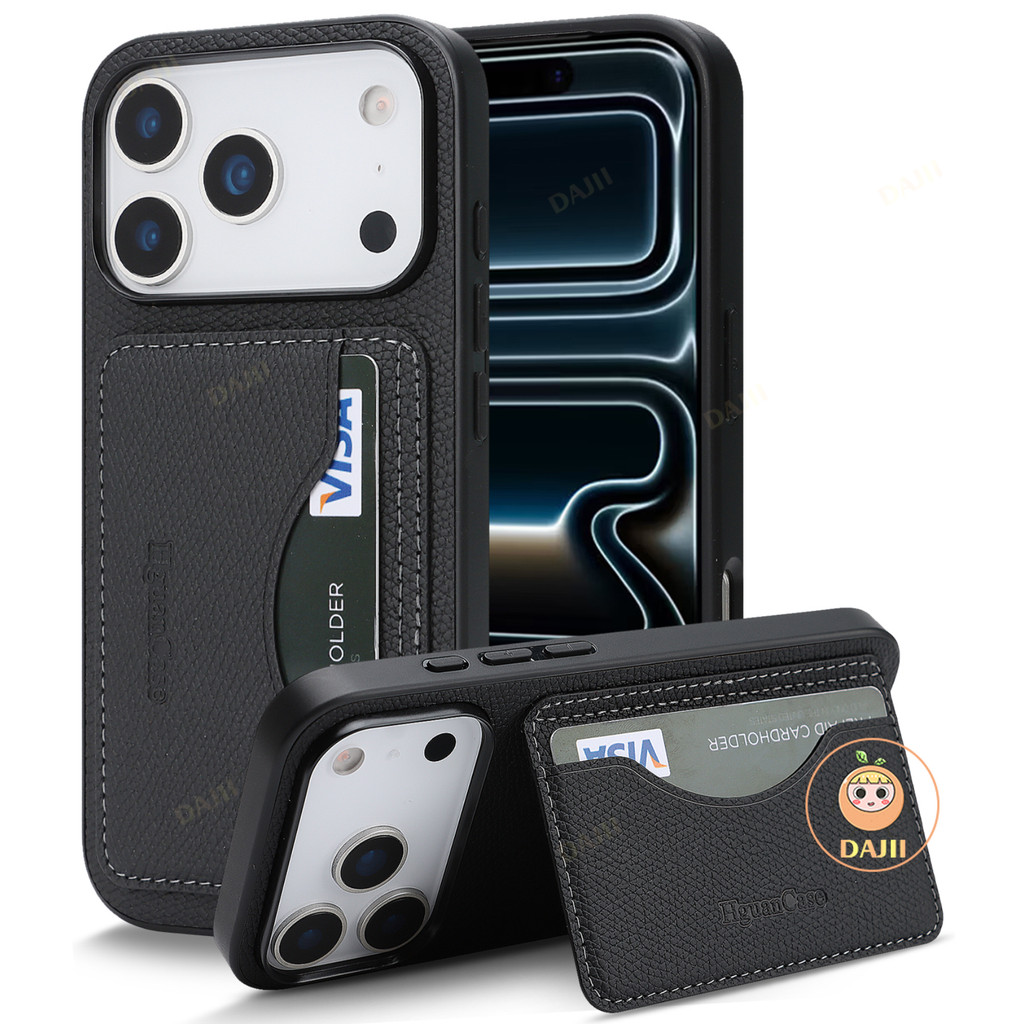 DAJII Premium Leather Card Holder Case Compatible for IPhone 17 16 15 14 13 12 Pro Max, Combines Versatruction and Protection