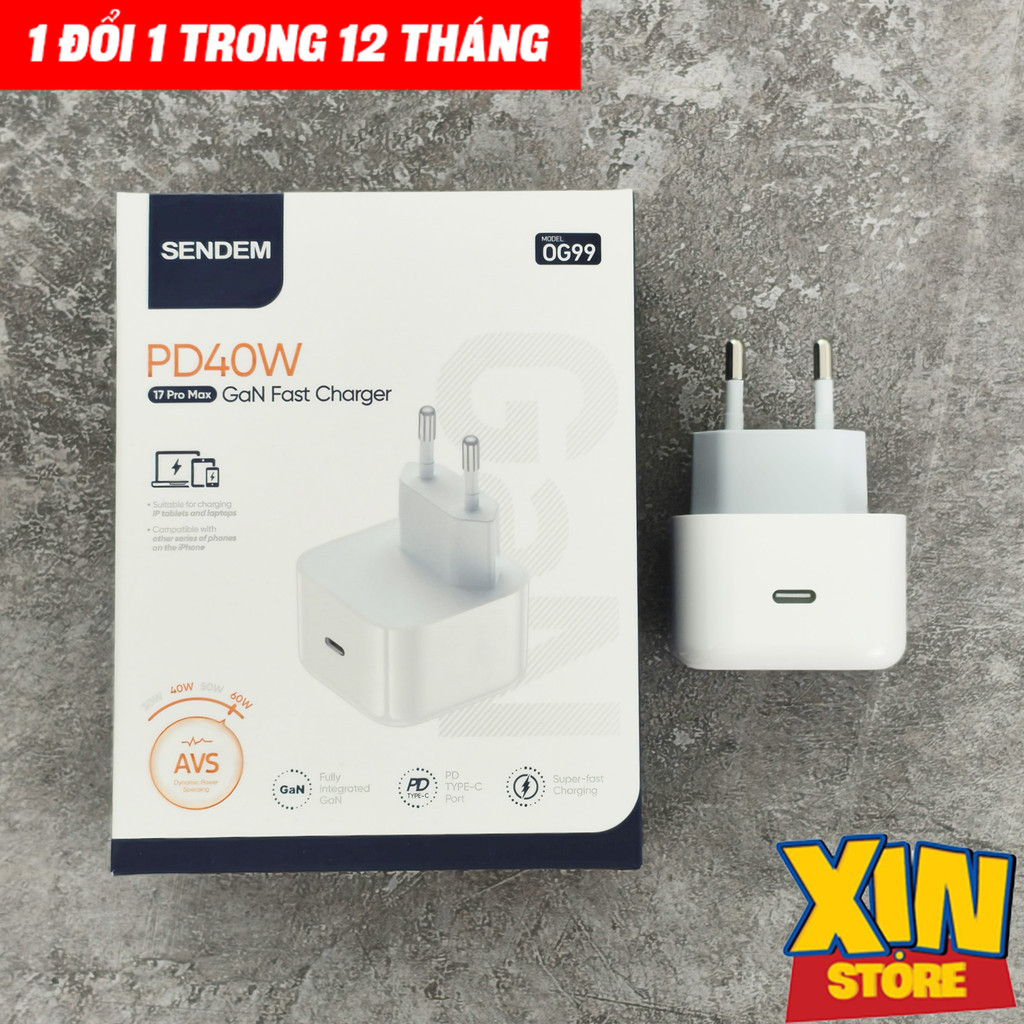 SENDEM OG99 เครื่องชาร์จเร็ว PD 40W, AVS 60W เทคโนโลยี GAN ขนาดกะทัดรัดและสะดวก มีประกัน