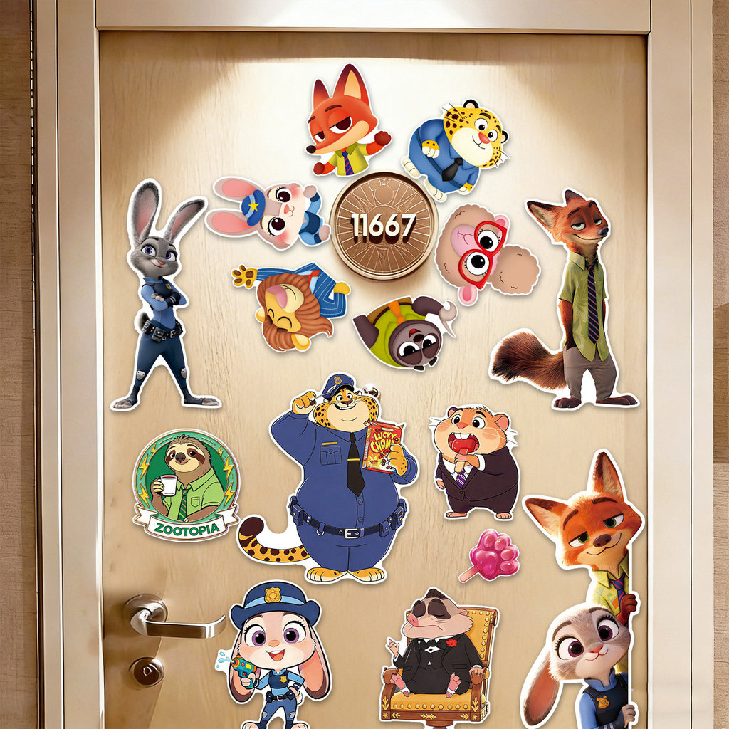 สติ๊กเกอร์แม่เหล็ก Cruise Wheel สติ๊กเกอร์ติดประตู ตกแต่ง disney Crazy Animal City สติ๊กเกอร์ติดตู้เย็น Entrance Door Cover Ugly Self- ราคา ถูกที่สุด ดีลบีเคเค แกลเลอรีภาพที่ 4