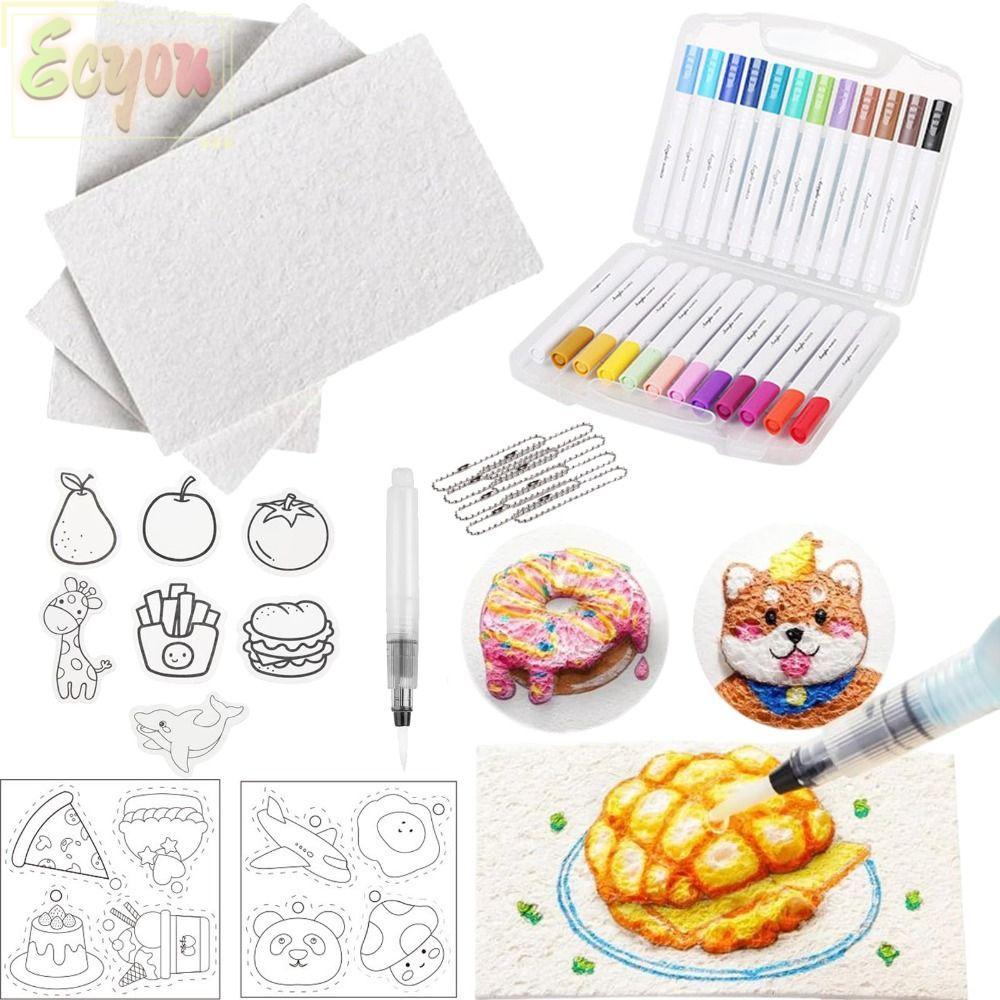 ECYOU Magic Texture ชุดภาพวาด,พร้อมขาตั้งเด็ก Magic Puffy สี, Creative หัตถกรรม DIY โฟม Texture ภาพว