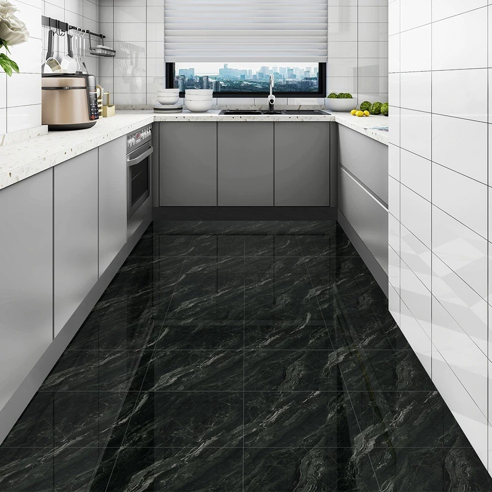 40pcs กระเบื้องยาง 60×60ซม PVC กาวในตัว กันน้ำ กระเบื้อยางลายไม้ กระเบื้องยางลายหินอ่อน กระเบื้องปูพื้น ใช้งานได้ 20 ปี ราคา ถูกที่สุด ดีลบีเคเค แกลเลอรีภาพที่ 4