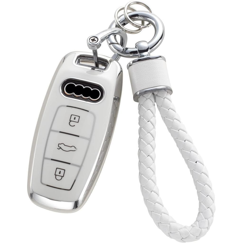 YO & YYE สําหรับ Audi Key Fob พร้อมพวงกุญแจ, Soft TPU Key Case ป้องกัน Fit สําหรับ A3 A6 A7 A8 E-Tro