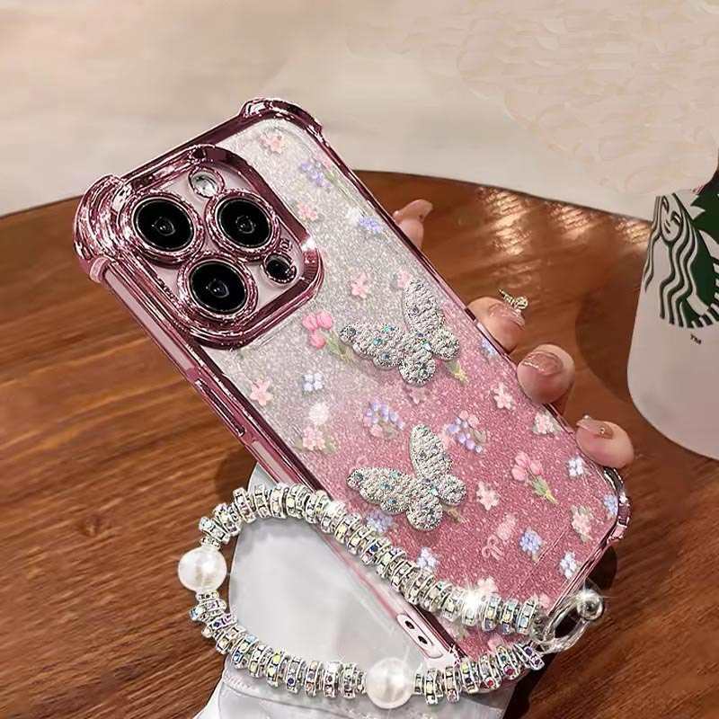 สําหรับ Huawei Nova Y73 9 SE 13i 12i Y72 Mate 80 P30 Pro Max ดอกไม้ผีเสื้อ Glitter เคสโทรศัพท์นุ่ม