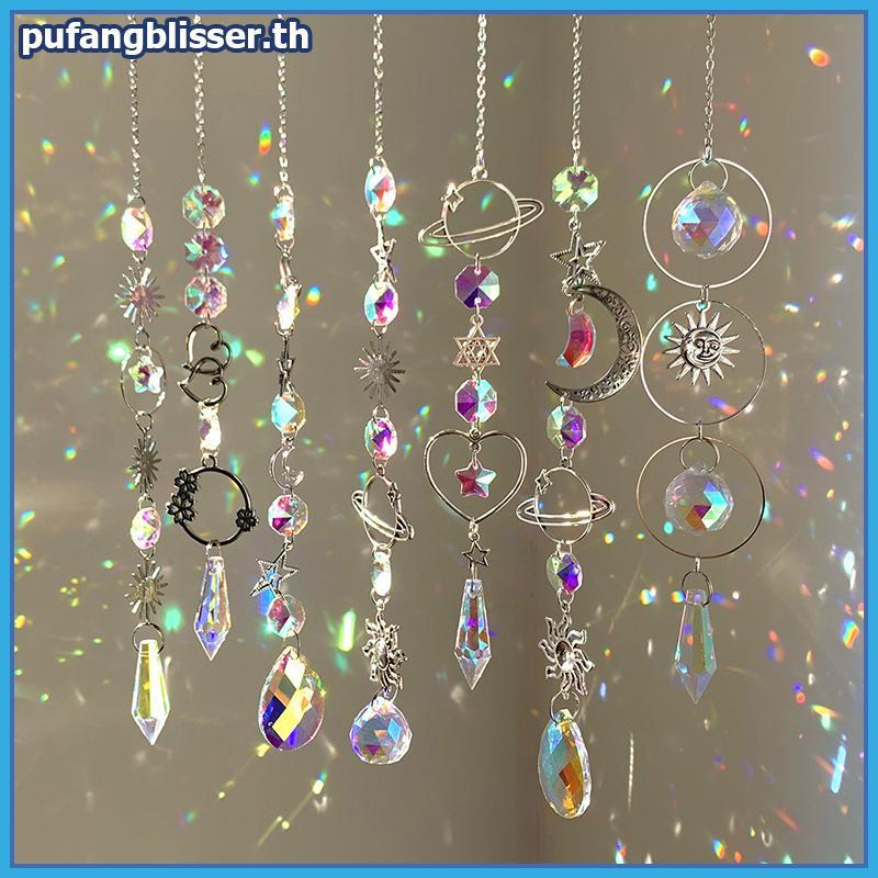 PUSER แขวนจี้คริสตัล Garden Suncatcher Wind Chimes Rainbow Prism คริสตัลสําหรับตกแต่งหน้าต่าง