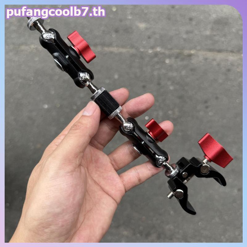 PUCOOL 1 ชุดโลหะ Super Clamp สําหรับกล้อง Double Ball Head Magic Arm Multiangle Adjustment สําหรับจอภาพ