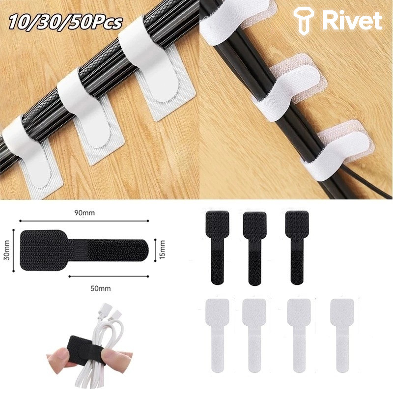 50/100pcs Reusable Cable Ties Fastening Wire Organizer สายไฟเชือกผู ้ ถือกาวในตัวปรับสายไฟสายรัดโต ๊ ะการจัดการ