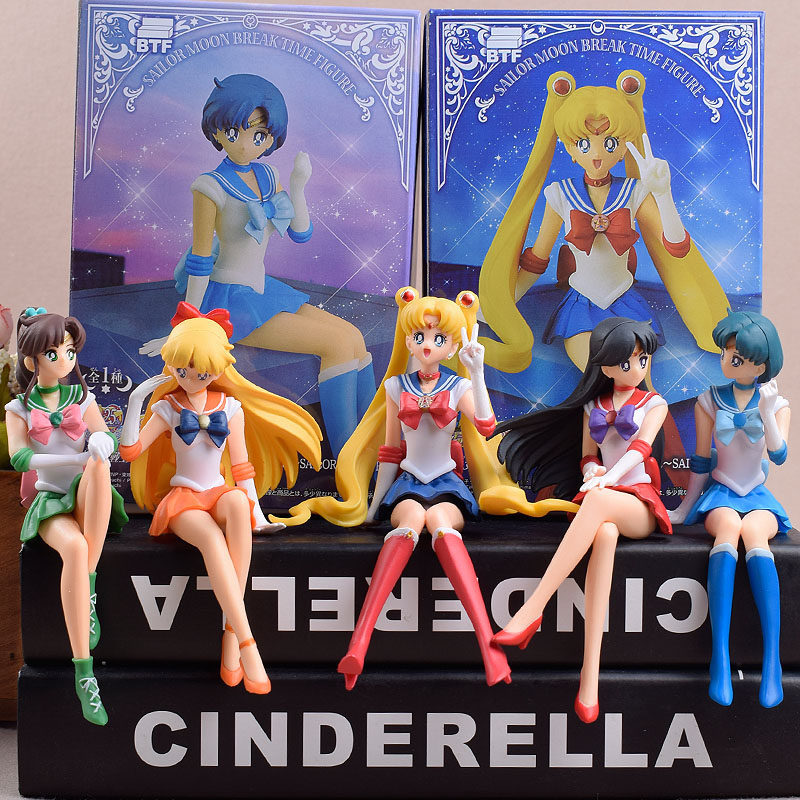 ฟิกเกอร์เซเลอร์มูน Kino Makoto Rei Mizuno Ami Seated Model Doll Doll เครื่องประดับรถ