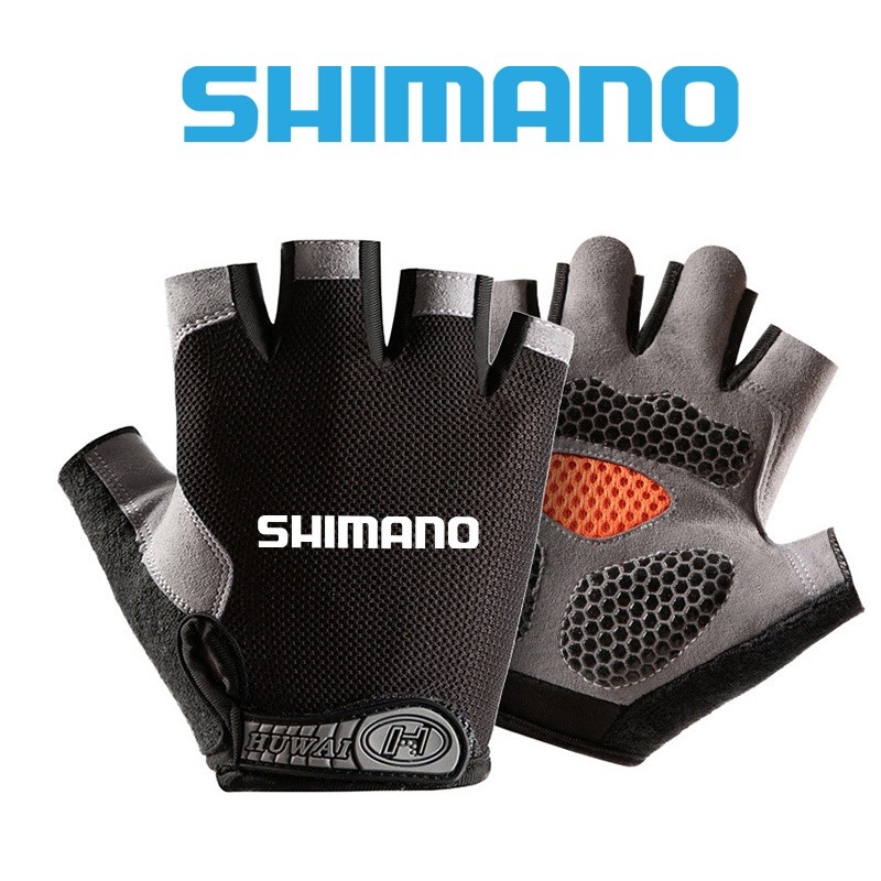 ถุงมือกีฬา SHIMANO สำหรับผู้ชาย กิจกรรมกลางแจ้ง ขี่จักรยานและตกปลา ออกแบบเพื่อป้องกันการลื่นไถลและสวมใส่สบาย