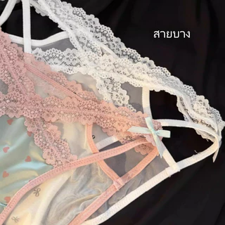 🎀L-XL🎀 กางเกงในผู้หญิง เอวต่ำ ลูกไม้ ผ้าซาติน ตกแต่งโบว์ ผ้าตาข่ายระบายอากาศ ใส่สบาย