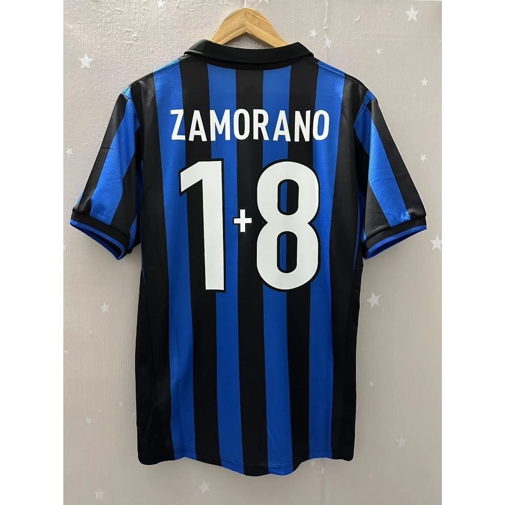 S-XXL 98-99 Inter Milan Home Ronaldo Baggio Zamorano คุณภาพสูง Retro Jersey สำหรับแฟน Inter Milan
