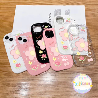 FLOWER เคสสำหรับไอโฟน17pro 13 11 16promax กรณีมือถือขอบกลม เรียบง่าย case for iPhone 15 14 12 ProMax XS XR 6/7/8Plus