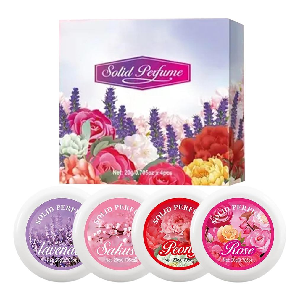 Solid Balm Set Solid Perfume Portable Pocket Balm Perfume เหมาะสําหรับการเดินทางใช้น้ําหอมธรรมชาติสํ