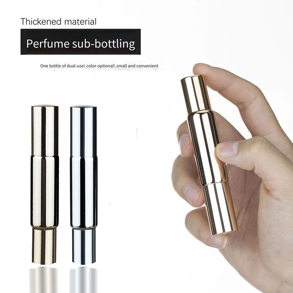 ขวดน้ําหอมรีฟิล 10 มล., Electroplated Dual-Head Spray & Roller Design, Leakproof Travel Glass Atomizer สําหรับน้ําหอม, Cologne และ Essential Oi