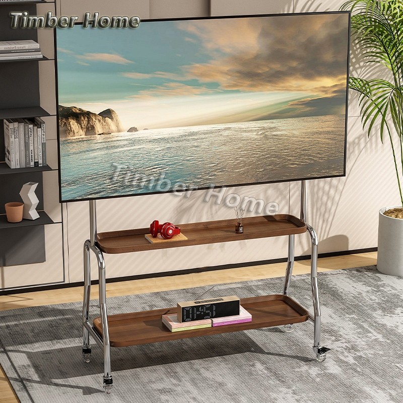 Timber home rak TV Mobile TV stand with 360° Wheel 32-75 Inch TV rack adjustable tv bracket 电视架