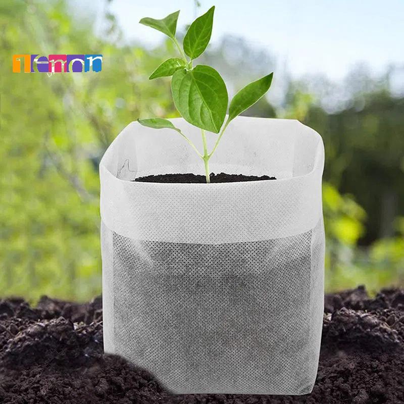 [Lemon] 8x10 ซม.100 ชิ้นถุงเพาะชําเมล็ดย่อยสลายได้, พืชไม่ทอ GrowBags, ผ้าต้นกล้ากระถางต้นไม้กระเป๋า