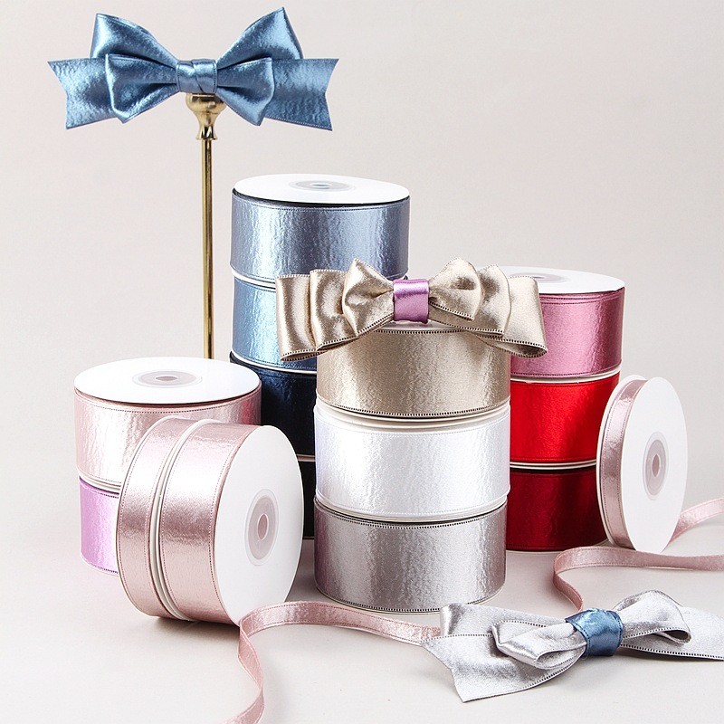 9 meters 25MM 38MM Double Sided Shiny Silver Wire Ribbon Bowknots Kids Accessories Material Handmade