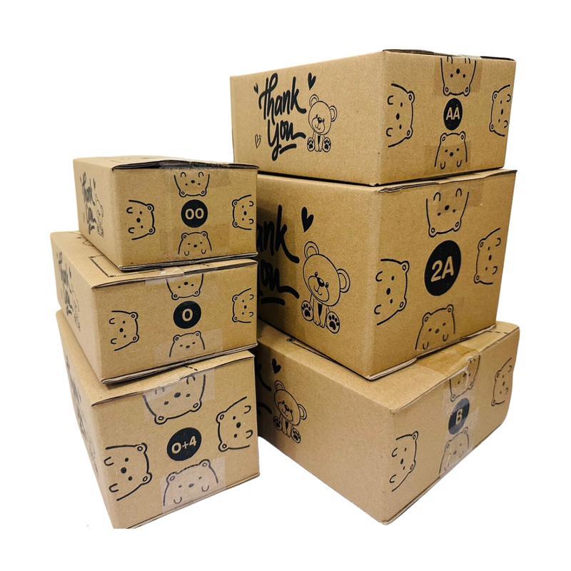กล่องพัสดุลายหมี ครบทุกขนาด ค่าส่งถูก 0 00 0+4 A AA AB 2A B C D E 2C CD C+8 B+7