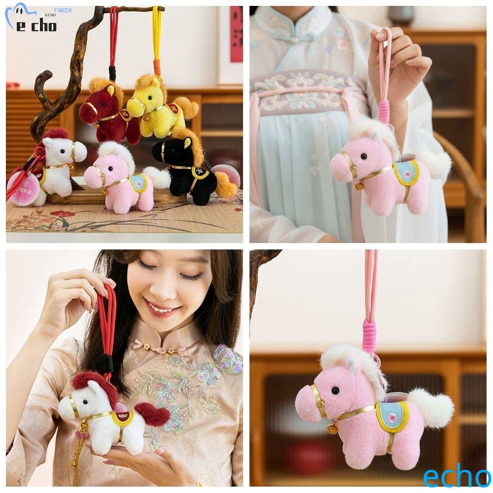 PIVOT พวงกุญแจตุ๊กตาม้า,ตุ๊กตามาสคอตสร้างสรรค์ตุ๊กตาม้าตุ๊กตาจี้,น่ารักน่ารักนุ่มโชคดีราศีม้าหุ่นของ