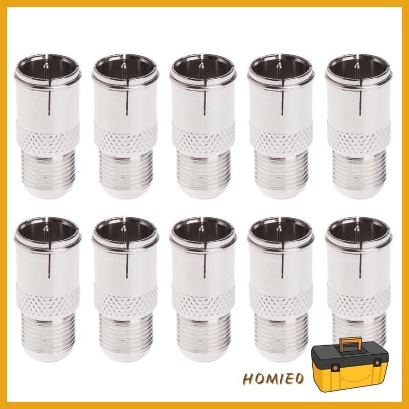 HOMIE0 10 ชิ้น Quick Fit F Connector Male Plug To Female Adapter - Push On RF Coaxial