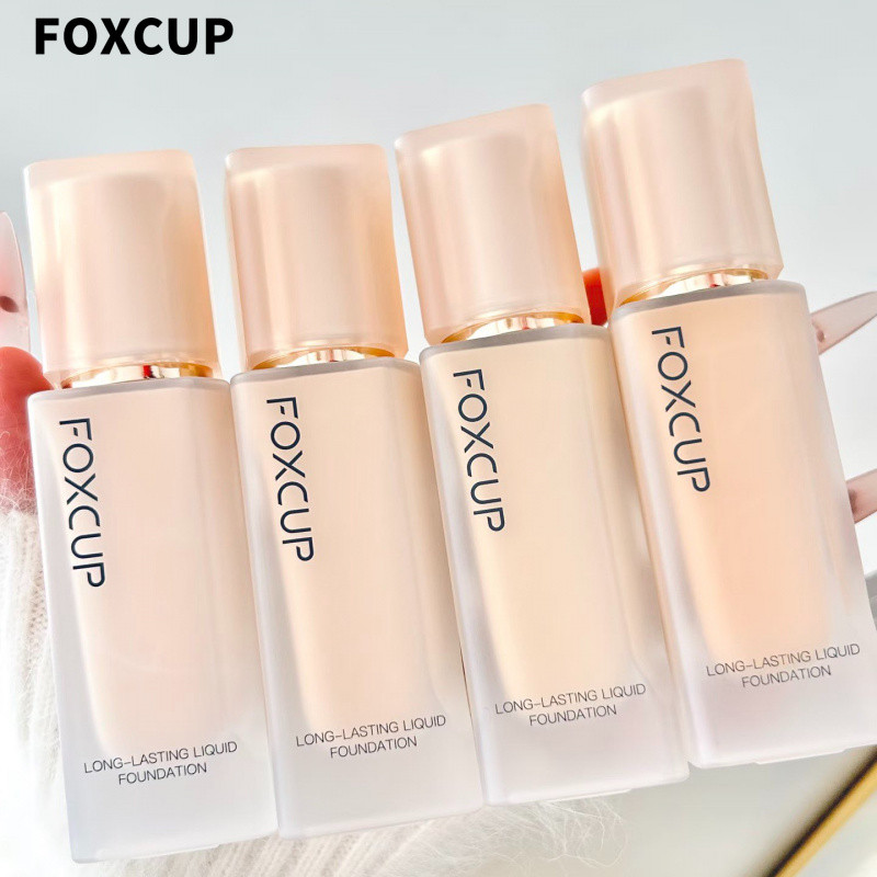 Foxcup Liquid Foundation ผิวแห้งผิวมันสดชื่นควบคุมความมันไร้ที่ติธรรมชาติกันน้ํา Sweatproof ที่มองไม่เห็นรูขุมขน Facial Foundation แต่งหน้า