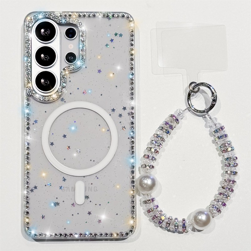 Dot Diamond Sparkle Powder เคสป้องกัน S26 S25 Ultra เหมาะสําหรับ Samsung Galaxy S26 S25 S24 S23 Ultra Plus FE โปร่งใสแม่เหล็กน่ารักกรณี, เคสโทรศัพท์กันกระแทก