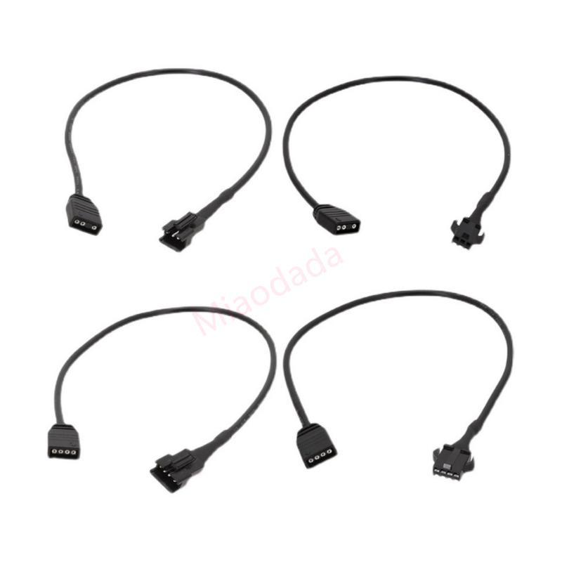 MDD 2pcs ARGB Extension Cable SM3 4Pin to 3PIN หญิง SM3 4Pin ชายอะแดปเตอร์สําหรับ DEEPCOOL Lian Li P