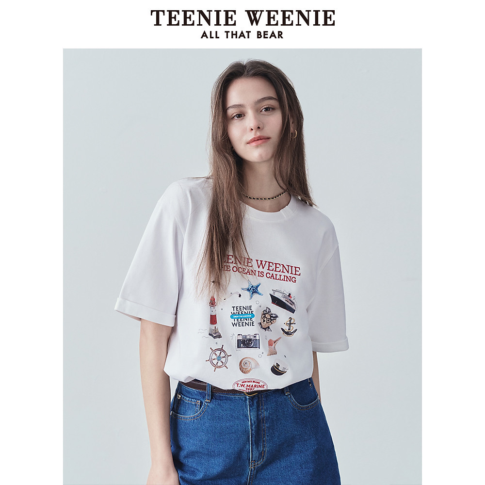 เสื้อยืดคอกลมแขนสั้นผู้หญิงลายการ์ตูน จาก Teenee Weeny