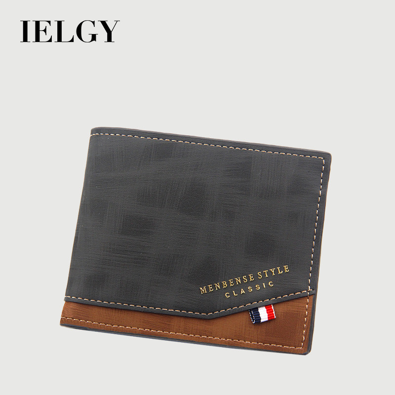 IELGY กระเป๋าสตางค์ใบสั้นสําหรับผู้ชายฝ้าช่องเสียบการ์ดหลายช่องความจุขนาดใหญ่