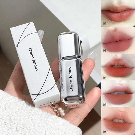 2 ชิ้น Owen James Lip Glaze Lip Mud Matte Velvet ไม่ง่ายที่จะจางหายสีขาวลิปสติกมูลค่าสูง