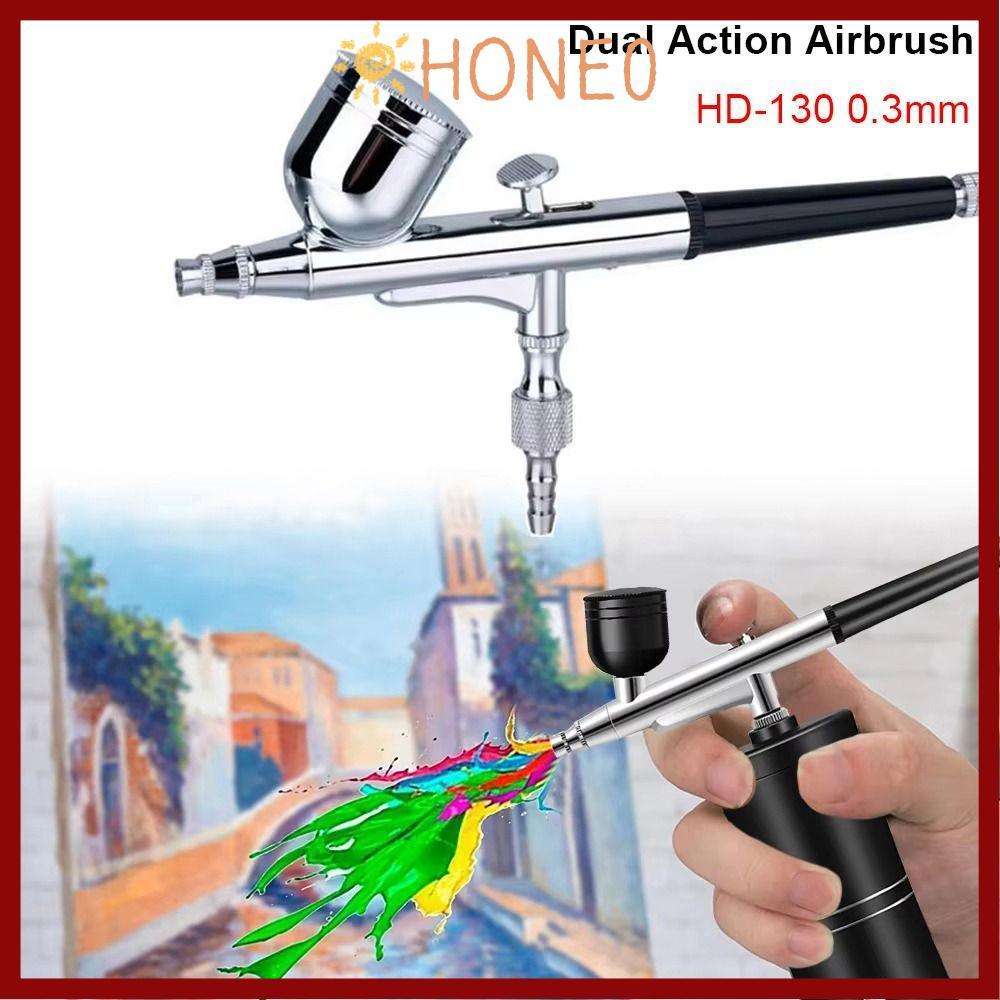 HONE ไฟฉายพ่น, 0.3 มม.Airless Air Gravity รุ่น Mini Airbrush, HD-130 2 จังหวะ Dual Action Feed สเปรย