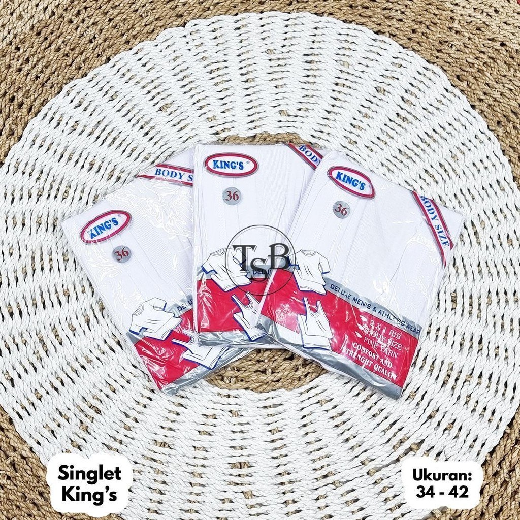 3 ชิ้น King เสื้อกล้ามผู้ชาย Kings Undershirts Kings เสื้อกล้ามผู้ชาย Kings Size 34 36 38 40 42