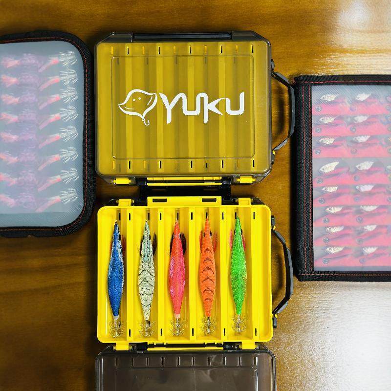กบยาง 1 บาท เหยื่อตกปลา Yuku-กล่องเก็บของสองชั้นถุงเก็บกุ้งไม้ปลาหมึกเหยื่อปลาหมึกเบ็ดตกปลาไม้แบรนด์