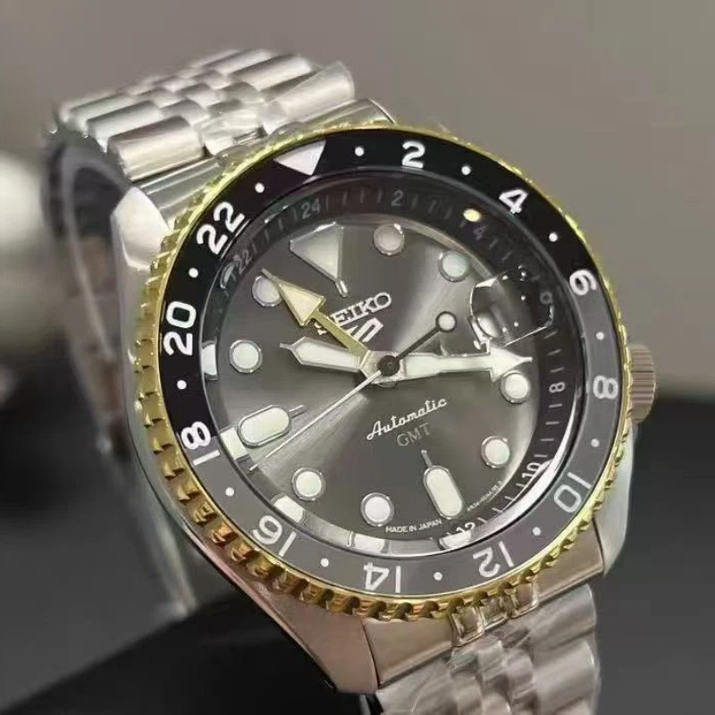 SKO 5 Mens GMT Automatic Mechanical Steel Band Sports Luminous นาฬิกาผู้ชาย SSK001K