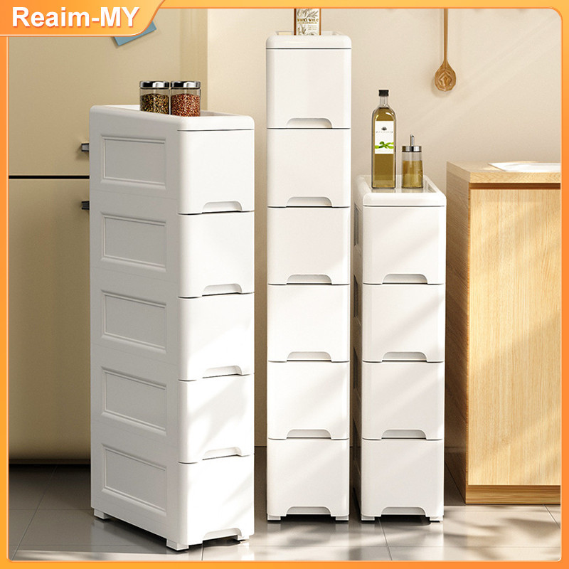 Kitchen Drawer Storage Cabinet 18CM Movable Slim Drawer Organizer Large Capacity Transparent Drawer 