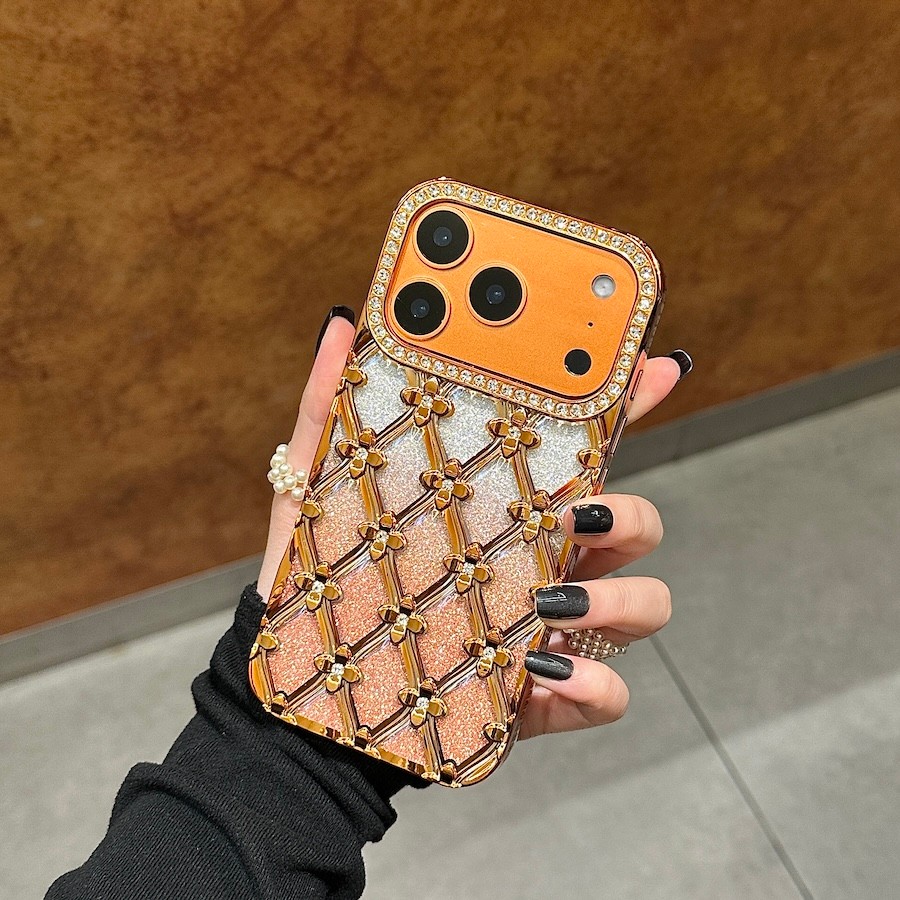 เคสขอบชุบเพชรประดับเพชรหรูหราหรูหราหรูหราสําหรับ iPhone 17 Air 17 Pro Max ฝาครอบป้องกันที่เหมาะกับผิว