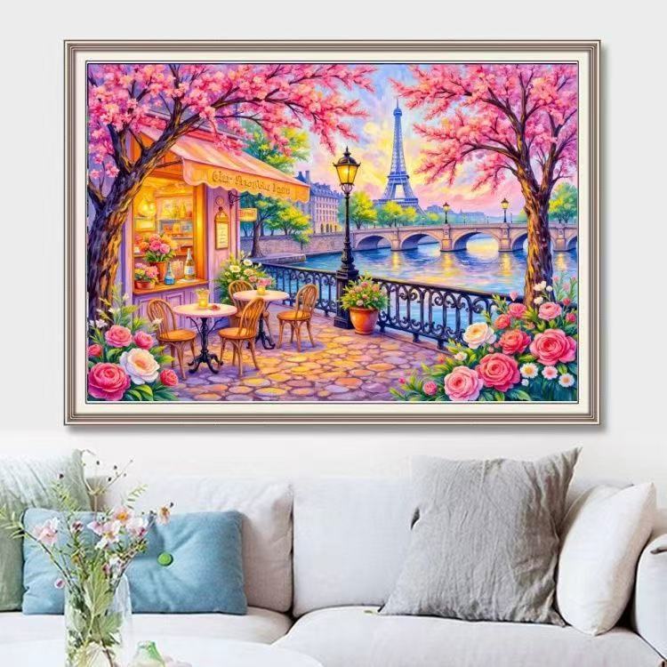 【80x65cm-9CT】ปักครอสติสสไตล์ใหม่ยุโรปปารีสภูมิทัศน์หอไอเฟลห้องนั่งเล่นตกแต่งมือเย็บปักถักร้อย ราคา ถูกที่สุด ดีลบีเคเค แกลเลอรีภาพที่ 2