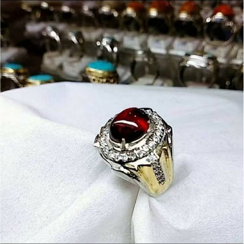 RED GARNET STONE RING หินธรรมชาติของแท้