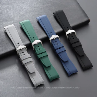 SWATCH ปลายโค้งสายนาฬิกาซิลิโคน 20 มม. 22 มม. สําหรับ โอเมก้า สําหรับ ตัวอย่าง ดวงจันทร์ สายนาฬิกายางกันน้ําผู้ชายผู้หญิงข้อมือเข็มขัดกีฬาสายรัดข้อมือสีดําสีฟ้าสีน้ําตาลส