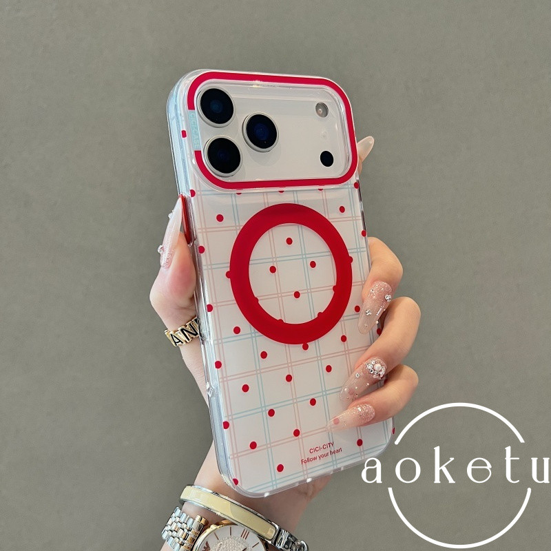ส่วนบุคคลและมินิมอลลายจุดเหมาะสําหรับ ไอโฟน 16 โปรแม็กซ์ เคสโทรศัพท์แม่เหล็กที่แข็งแกร่ง แอปเปิล 17 อากาศ ใหม่ 15/14/13 แฟชั่นป้องกันการตกซิลิโคนฮาร์ดฝา