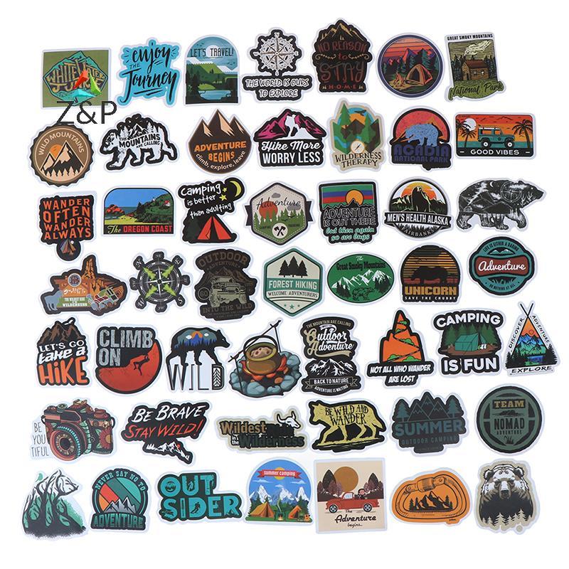 Z&P 50 ชิ้น Camping Landscape สติกเกอร์ผจญภัยกลางแจ้งกระเป๋าเดินทางแล็ปท็อปกีตาร์สติกเกอร์ COD